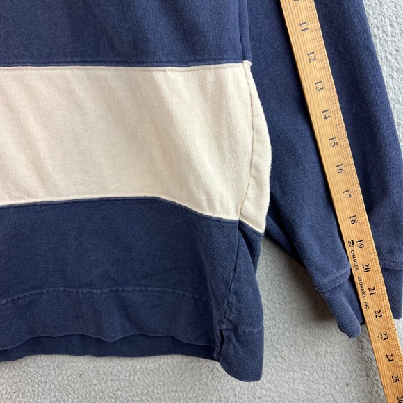 Vintage Tommy Hilfiger Rugby Shirt XL Navy Cream Striped Mens - Picture 8 of 11